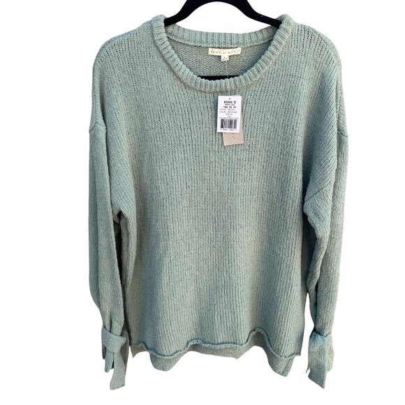 Hint Of Mint Womens Dried Sage Pullover Tie Sleeves Knit Tunic Sweater New XL - Picture 1 of 11